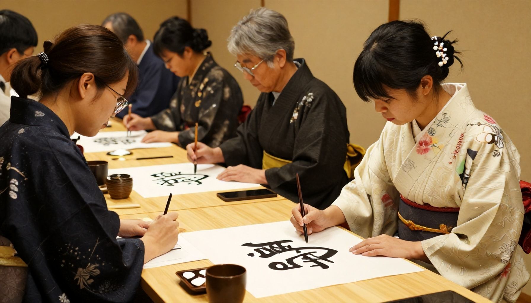 Expert calligraphers demonstrate ancient art forms